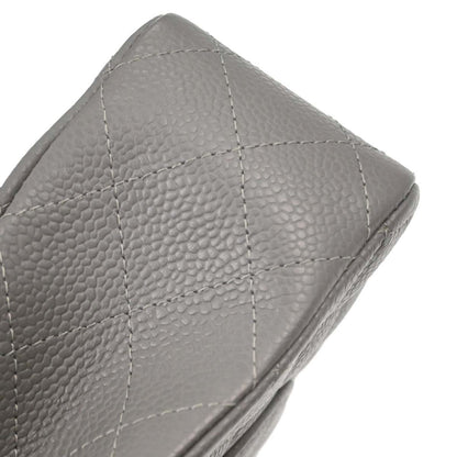 Chanel Gray Caviar Skin Medium Classic Double Flap Shoulder Bag