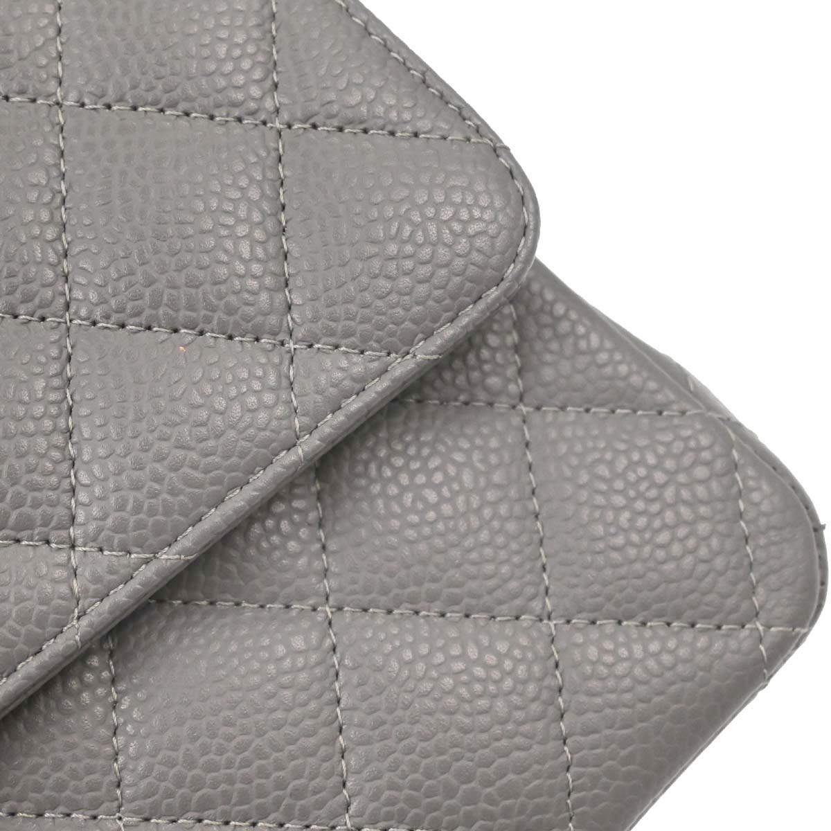 Chanel Gray Caviar Skin Medium Classic Double Flap Shoulder Bag