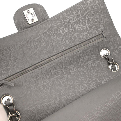 Chanel Gray Caviar Skin Medium Classic Double Flap Shoulder Bag