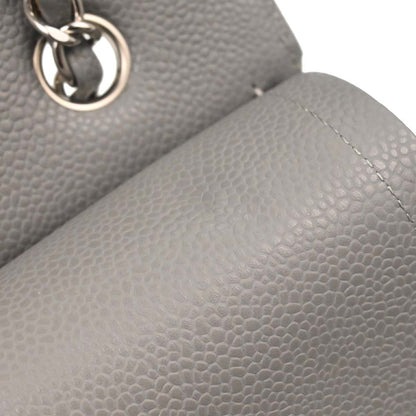 Chanel Gray Caviar Skin Medium Classic Double Flap Shoulder Bag