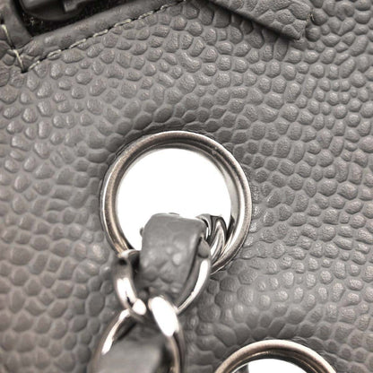 Chanel Gray Caviar Skin Medium Classic Double Flap Shoulder Bag