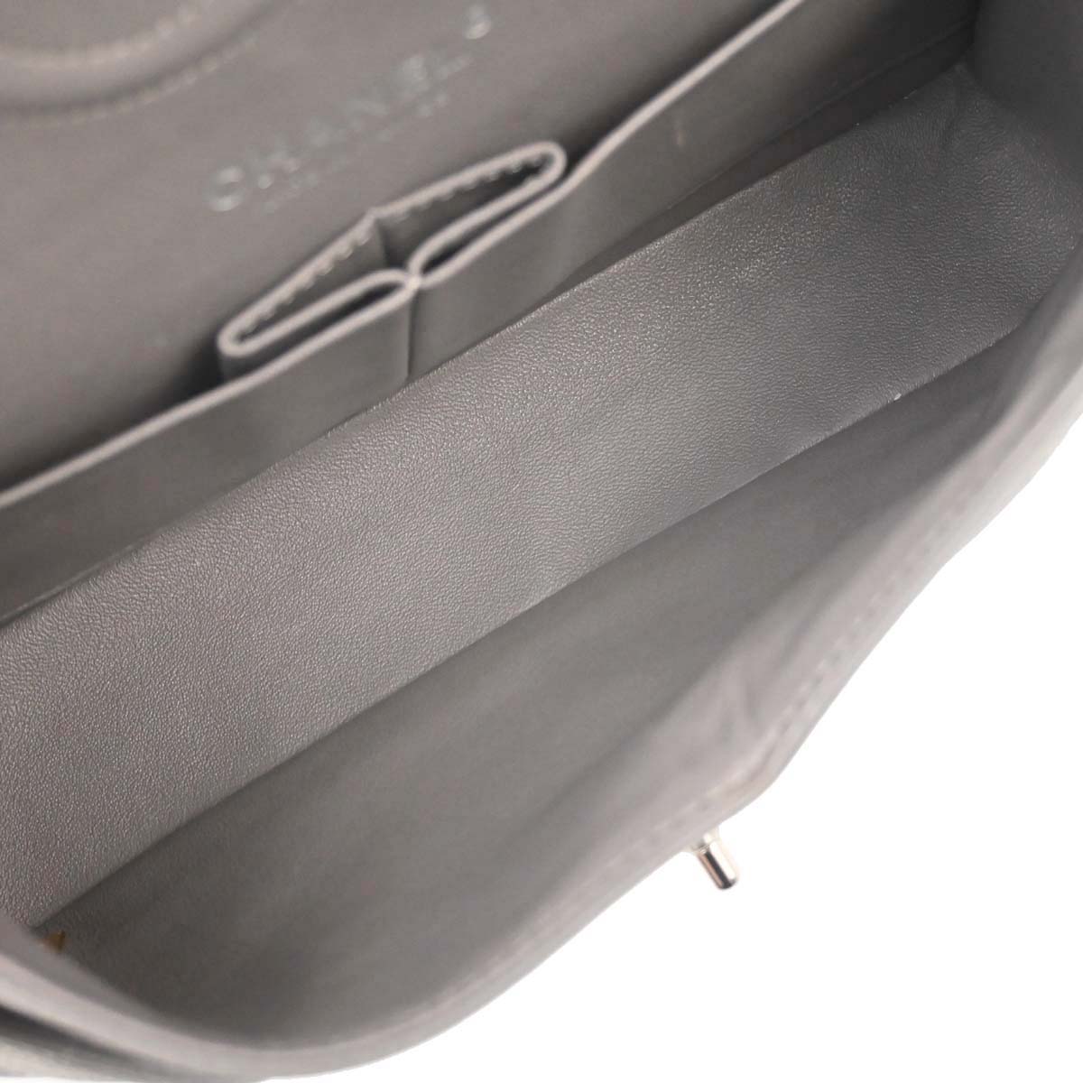 Chanel Gray Caviar Skin Medium Classic Double Flap Shoulder Bag