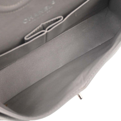 Chanel Gray Caviar Skin Medium Classic Double Flap Shoulder Bag