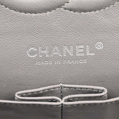 Chanel Gray Caviar Skin Medium Classic Double Flap Shoulder Bag