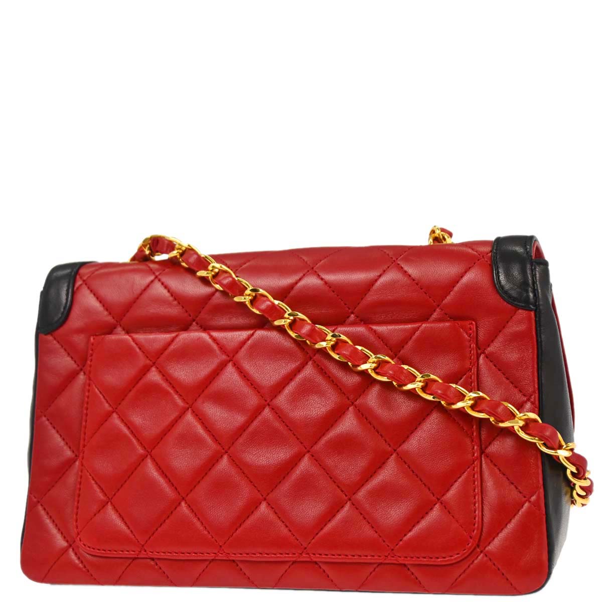 Chanel Red Lambskin Straight Flap Shoulder Bag