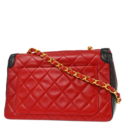 Chanel Red Lambskin Straight Flap Shoulder Bag