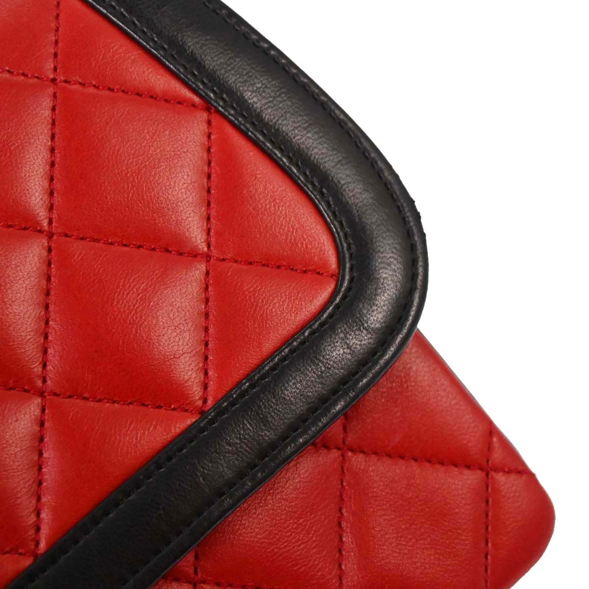 Chanel Red Lambskin Straight Flap Shoulder Bag