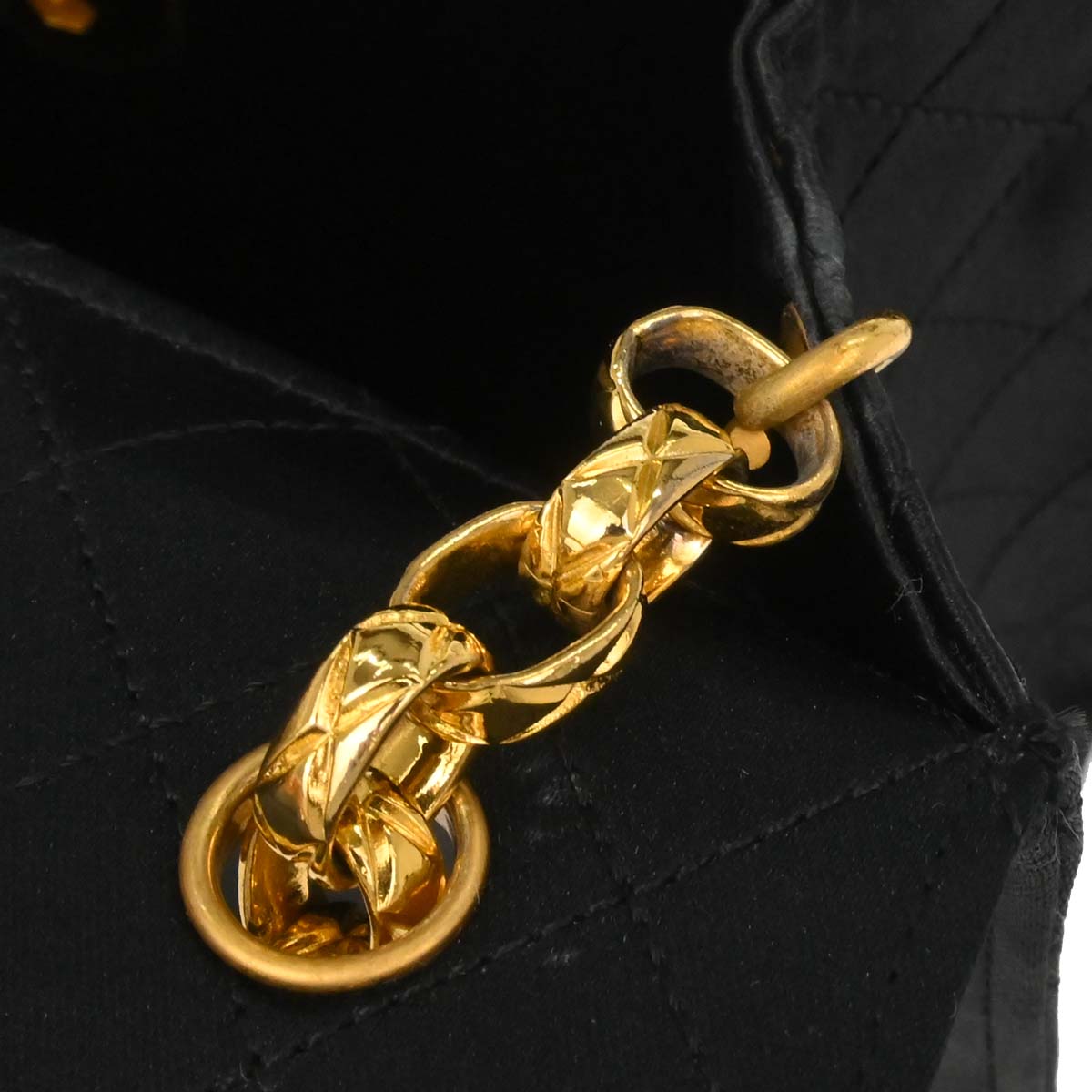 Chanel Black Satin Straight Flap Shoulder Bag