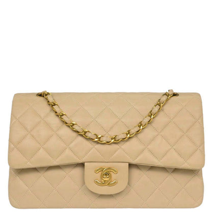 Chanel Beige Lambskin Medium Classic Double Flap Bag