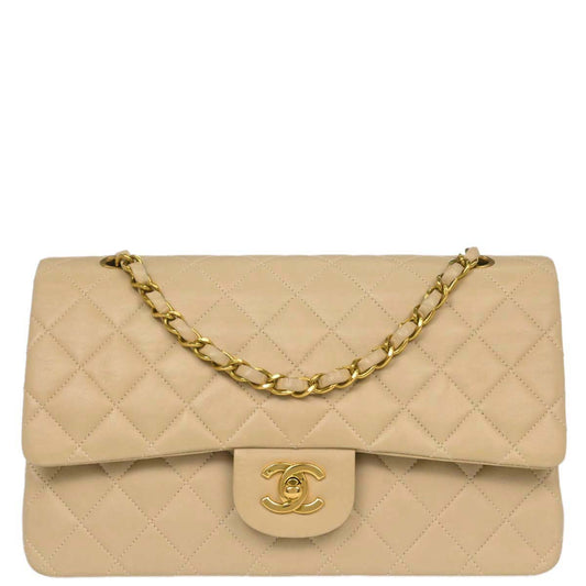 Chanel Beige Lambskin Medium Classic Double Flap Bag