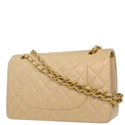 Chanel Beige Lambskin Medium Classic Double Flap Bag