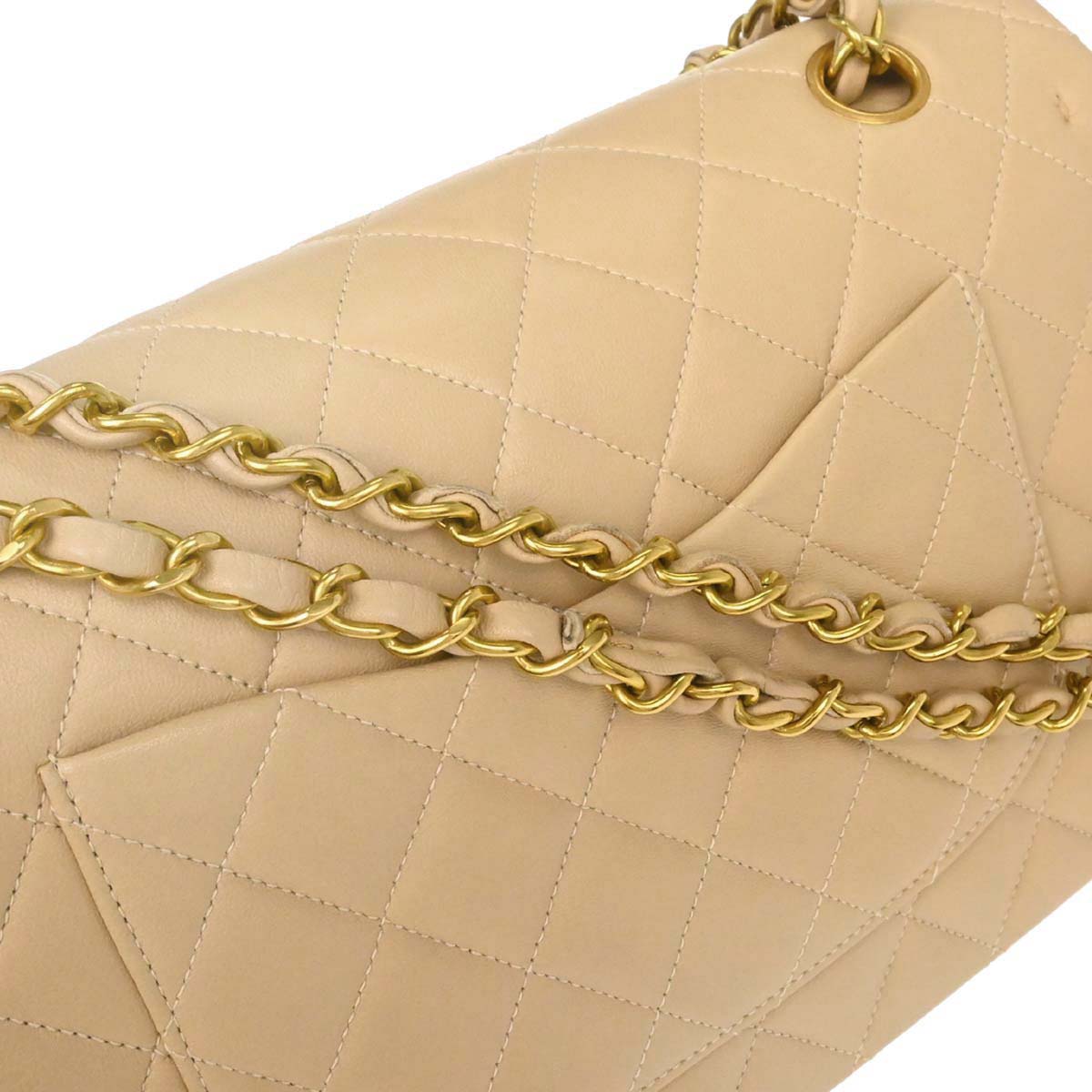 Chanel Beige Lambskin Medium Classic Double Flap Bag