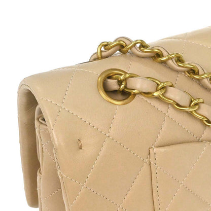 Chanel Beige Lambskin Medium Classic Double Flap Bag