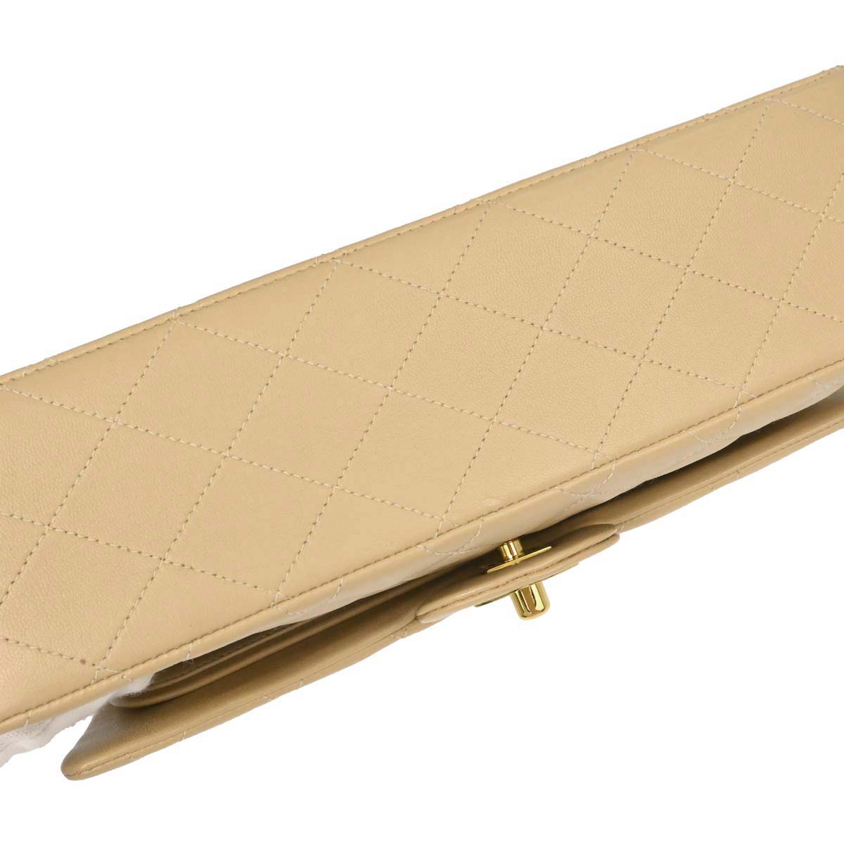 Chanel Beige Lambskin Medium Classic Double Flap Bag