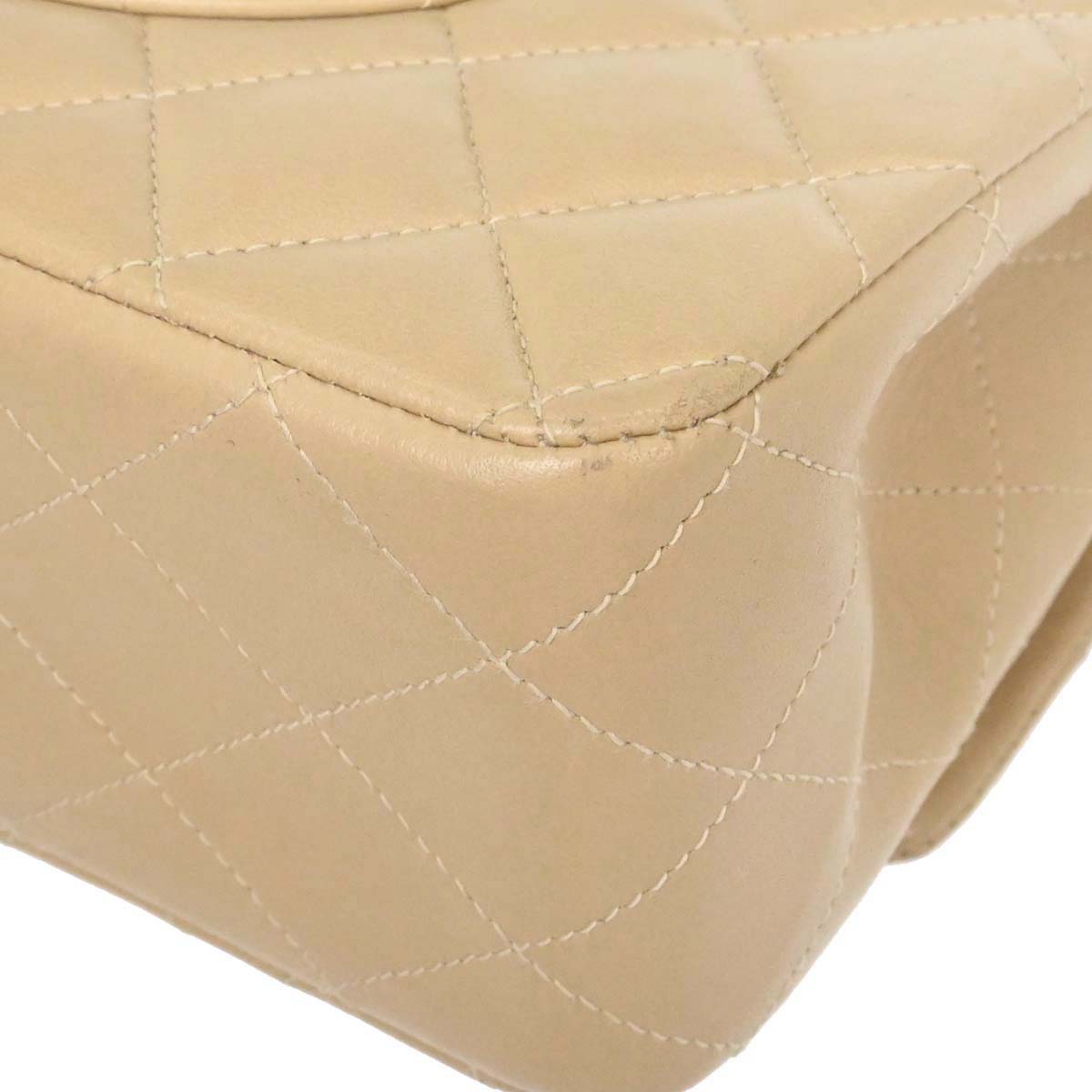 Chanel Beige Lambskin Medium Classic Double Flap Bag