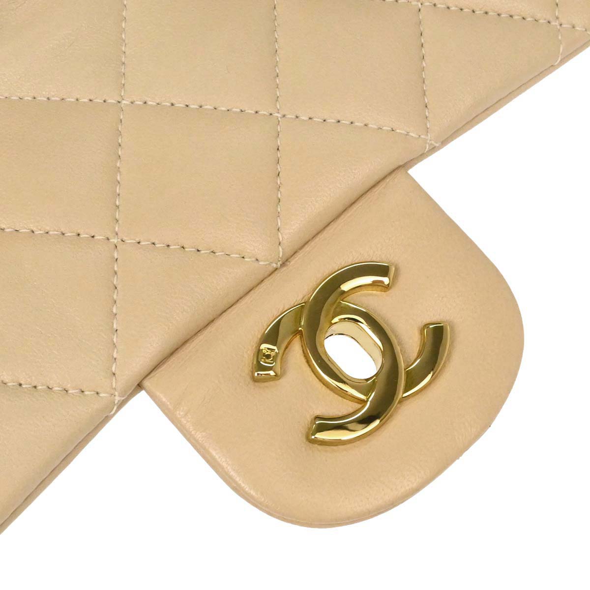 Chanel Beige Lambskin Medium Classic Double Flap Bag