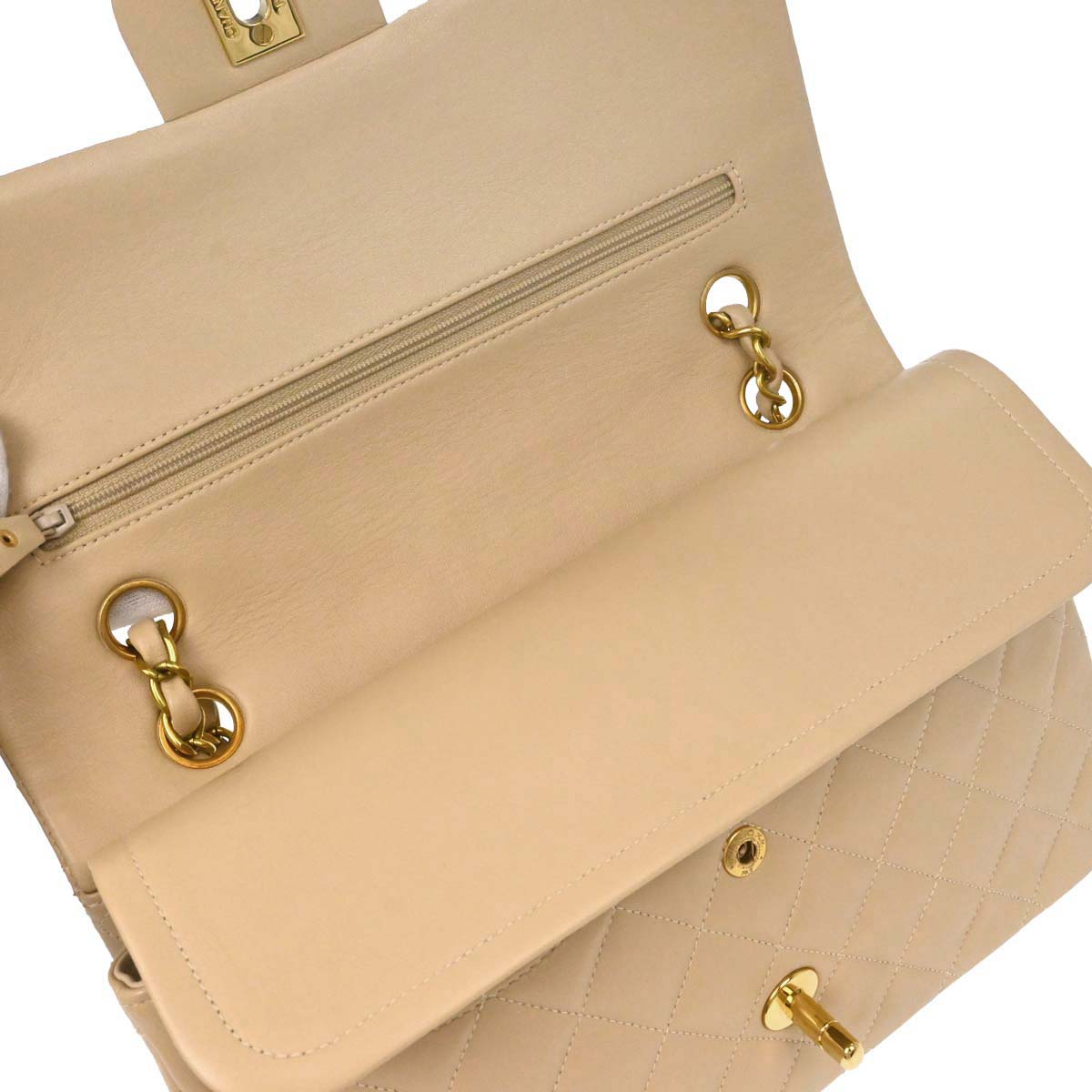 Chanel Beige Lambskin Medium Classic Double Flap Bag