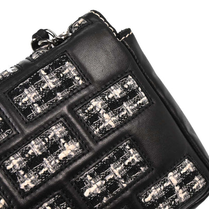 Chanel Black Tweed Lambskin Mademoiselle Lock Handbag