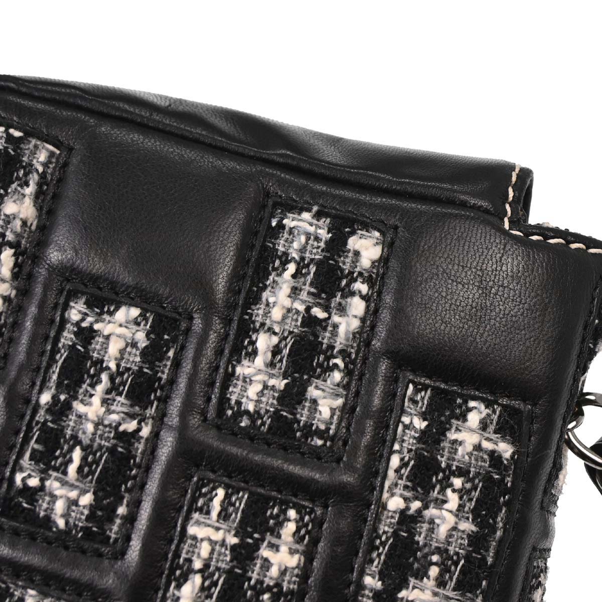 Chanel Black Tweed Lambskin Mademoiselle Lock Handbag