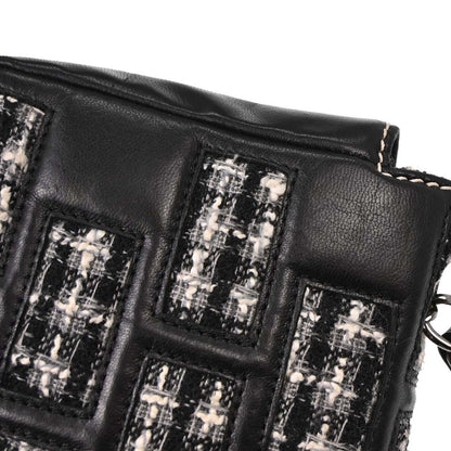 Chanel Black Tweed Lambskin Mademoiselle Lock Handbag