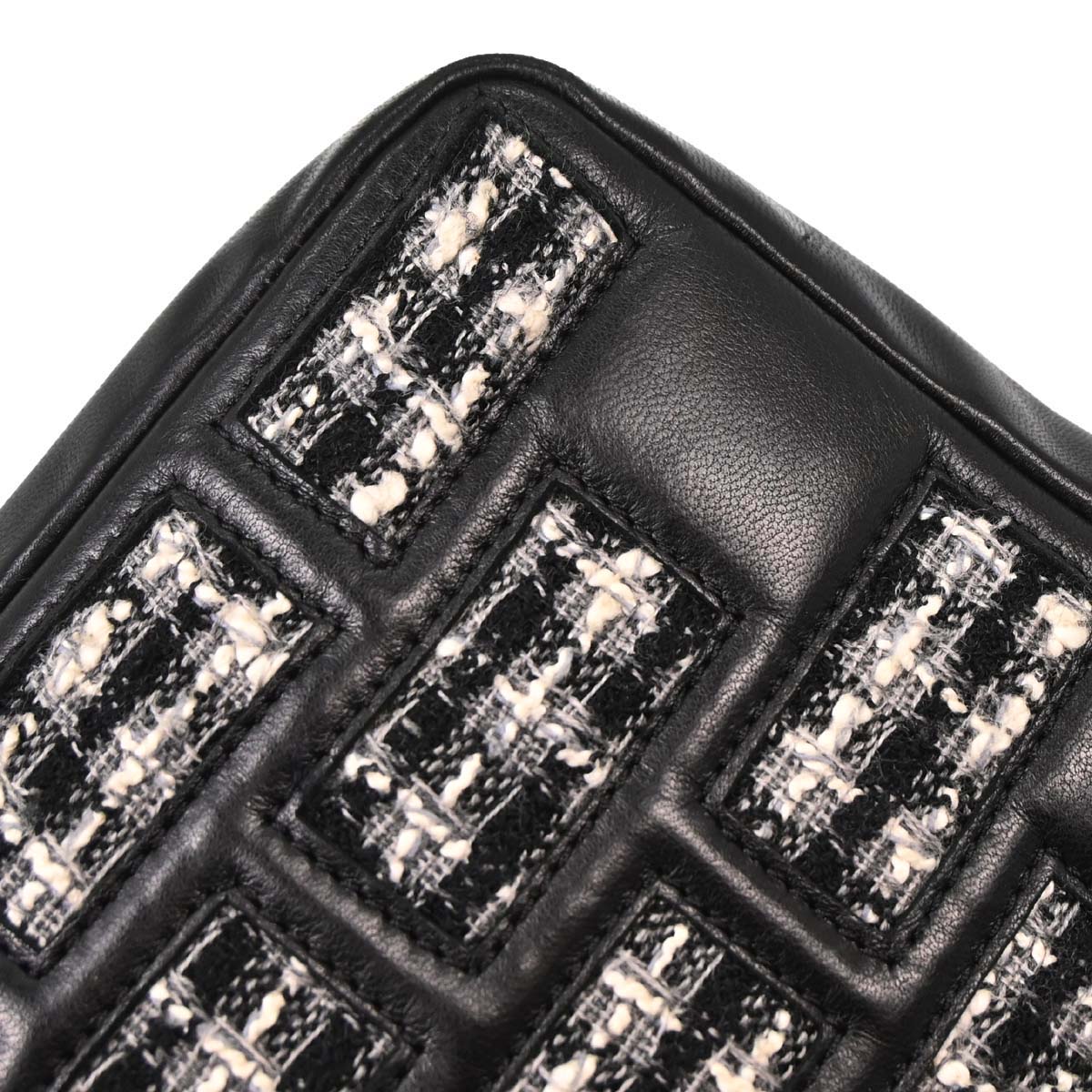 Chanel Black Tweed Lambskin Mademoiselle Lock Handbag