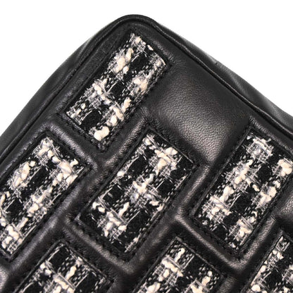 Chanel Black Tweed Lambskin Mademoiselle Lock Handbag