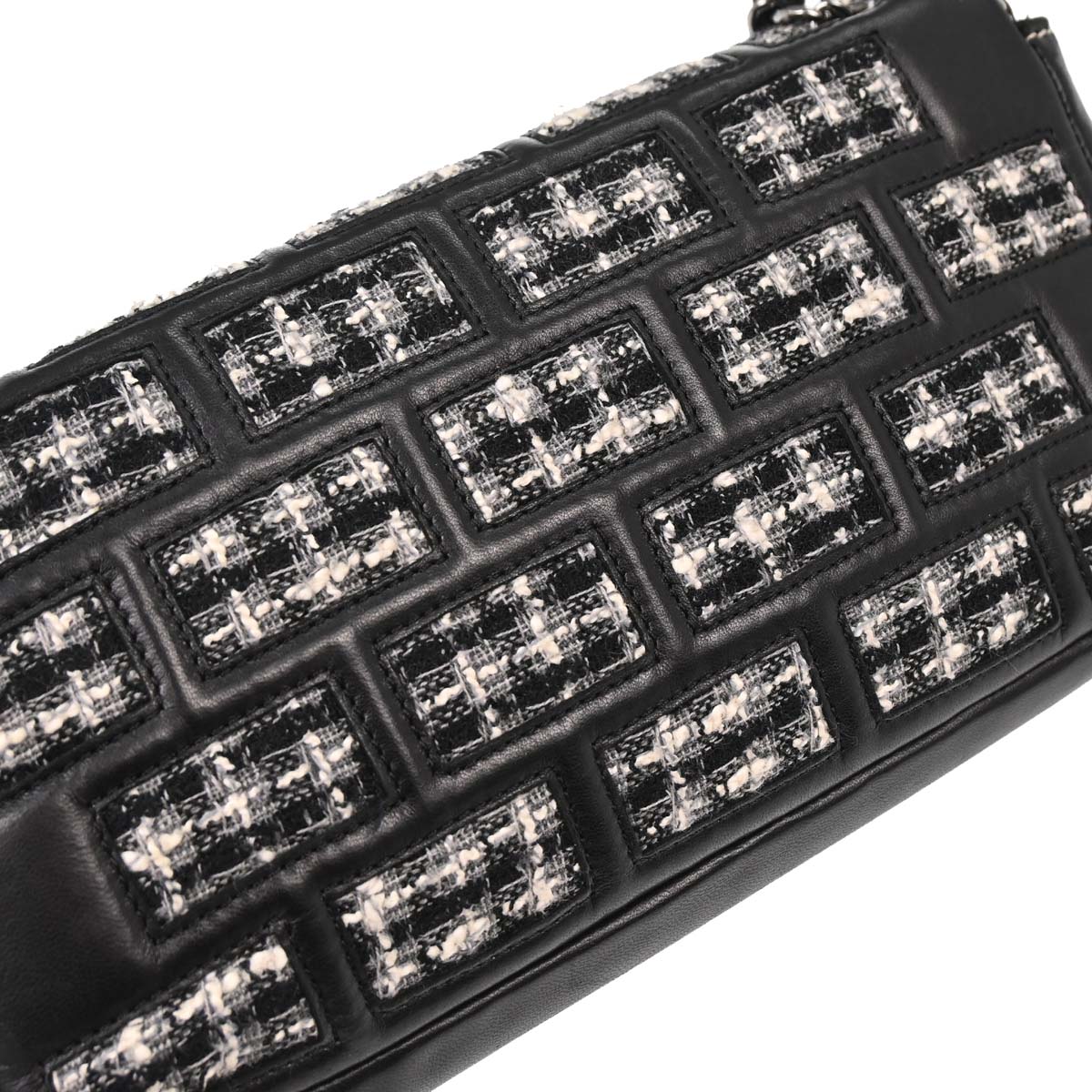 Chanel Black Tweed Lambskin Mademoiselle Lock Handbag