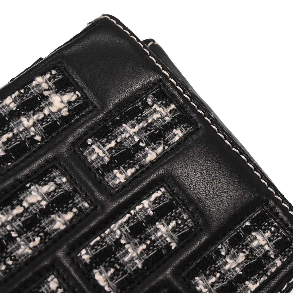 Chanel Black Tweed Lambskin Mademoiselle Lock Handbag