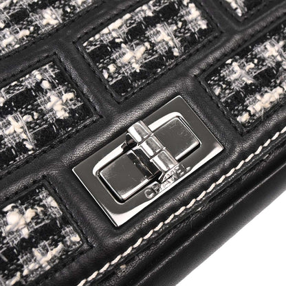 Chanel Black Tweed Lambskin Mademoiselle Lock Handbag