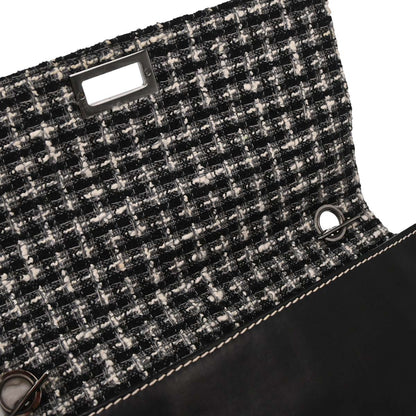 Chanel Black Tweed Lambskin Mademoiselle Lock Handbag