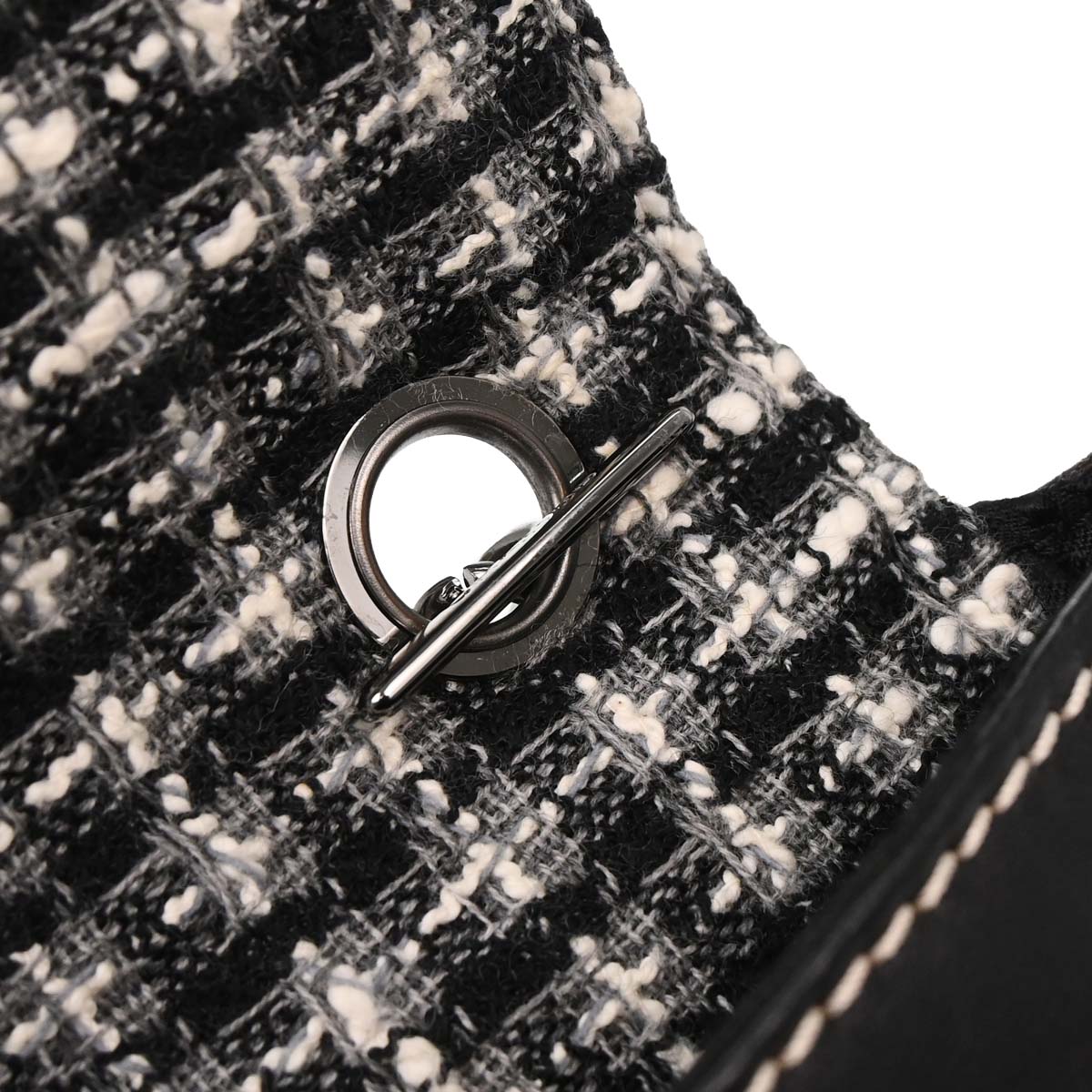 Chanel Black Tweed Lambskin Mademoiselle Lock Handbag