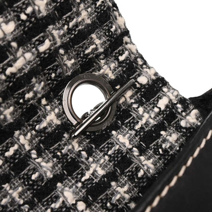 Chanel Black Tweed Lambskin Mademoiselle Lock Handbag