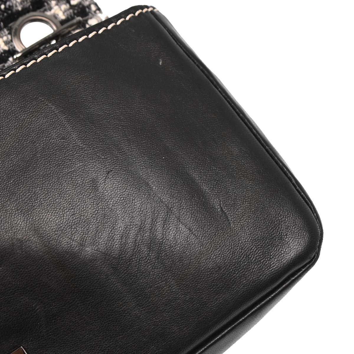 Chanel Black Tweed Lambskin Mademoiselle Lock Handbag