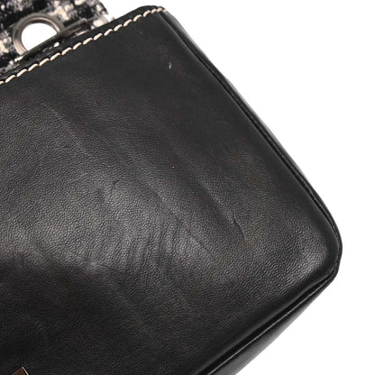 Chanel Black Tweed Lambskin Mademoiselle Lock Handbag