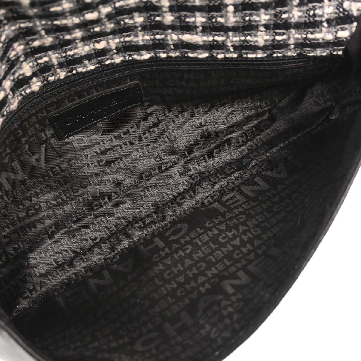 Chanel Black Tweed Lambskin Mademoiselle Lock Handbag