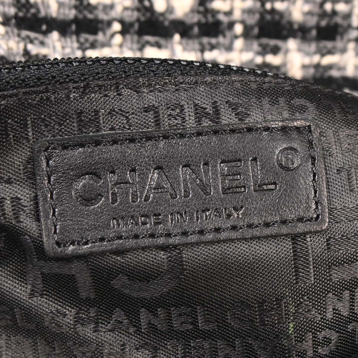 Chanel Black Tweed Lambskin Mademoiselle Lock Handbag