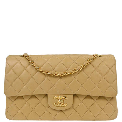 Chanel Beige Lambskin Medium Classic Double Flap Bag