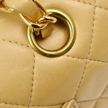 Chanel Beige Lambskin Medium Classic Double Flap Bag