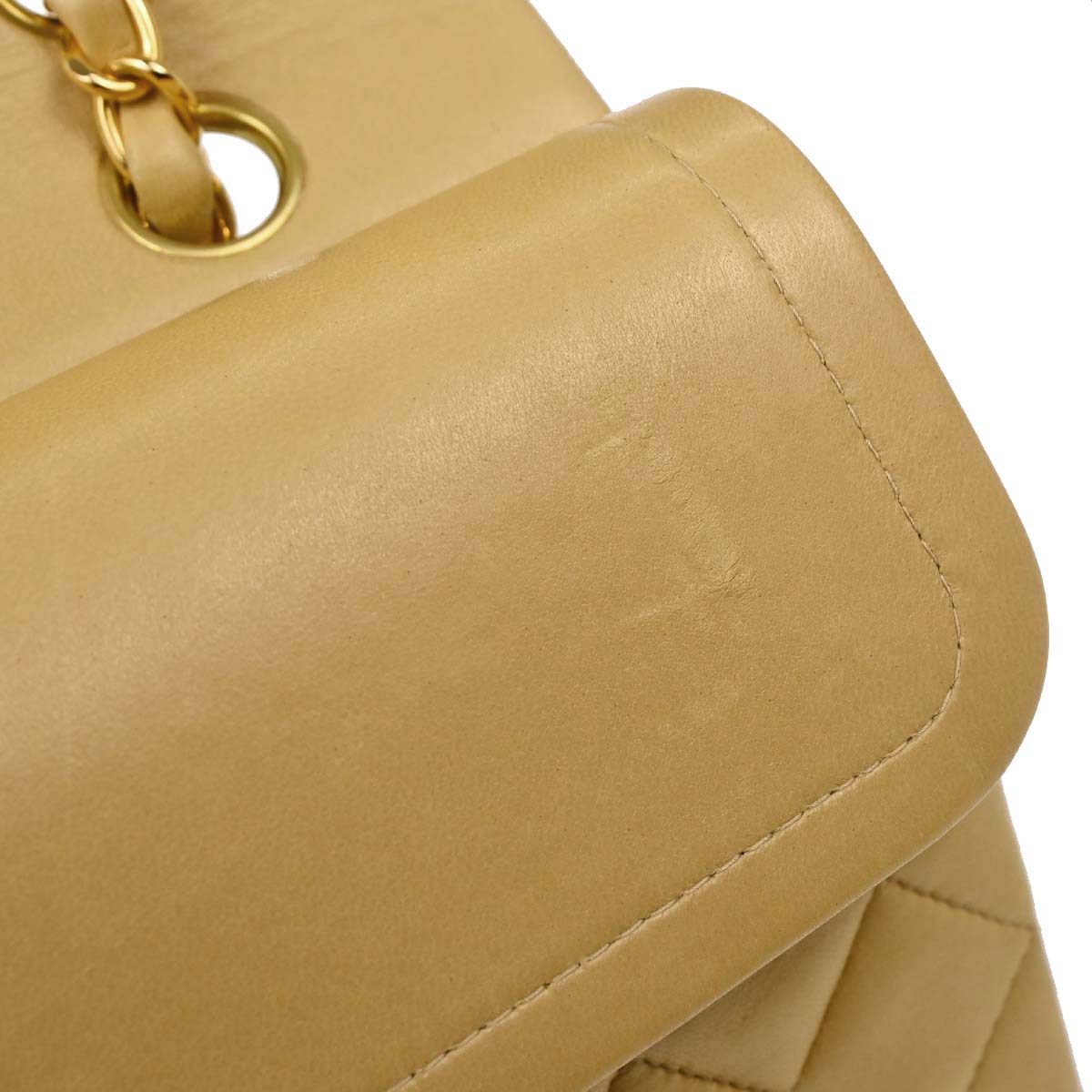 Chanel Beige Lambskin Medium Classic Double Flap Bag