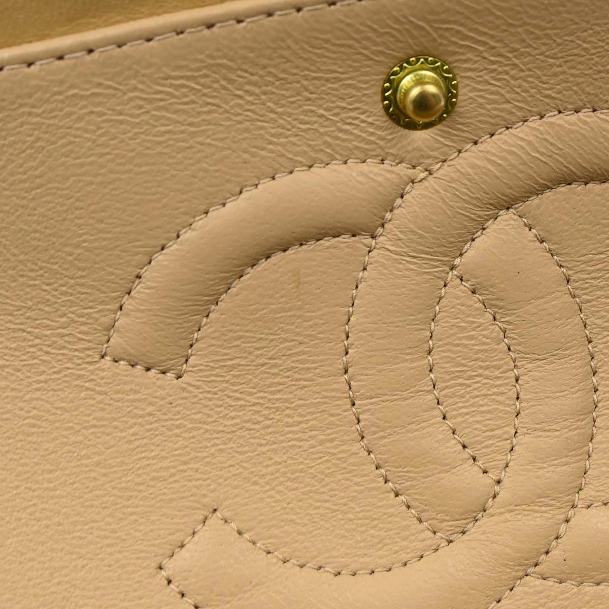Chanel Beige Lambskin Medium Classic Double Flap Bag