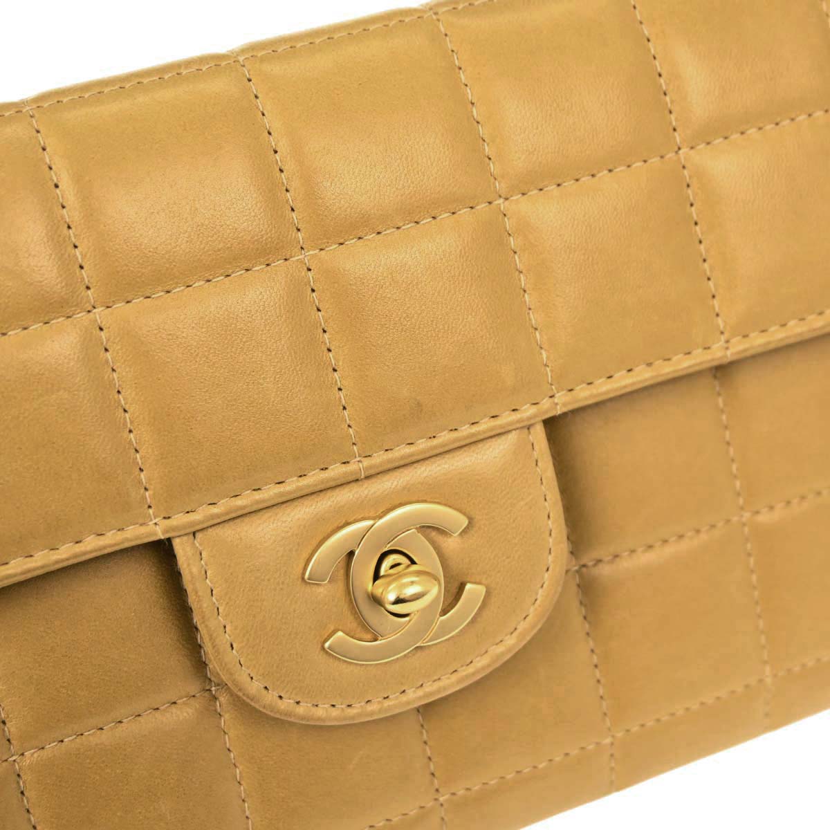 Chanel Beige Lambskin Coco Bar East West Shoulder Bag