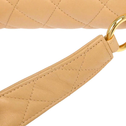 Chanel Beige Lambskin Straight Flap Top Handle Handbag