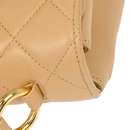 Chanel Beige Lambskin Straight Flap Top Handle Handbag
