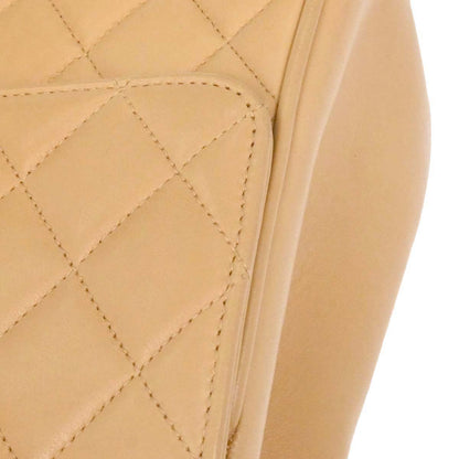 Chanel Beige Lambskin Straight Flap Top Handle Handbag