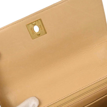 Chanel Beige Lambskin Straight Flap Top Handle Handbag