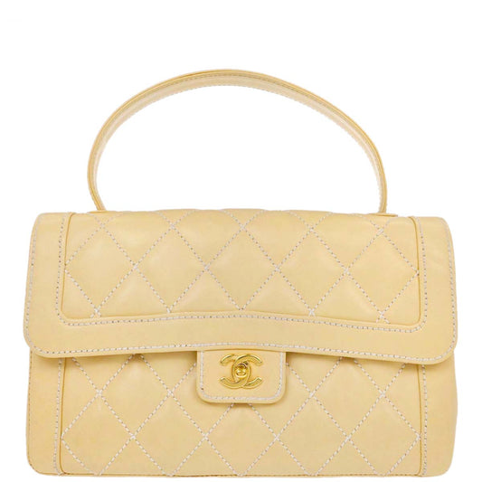 Chanel Beige Calfskin Wild Stitch Handbag