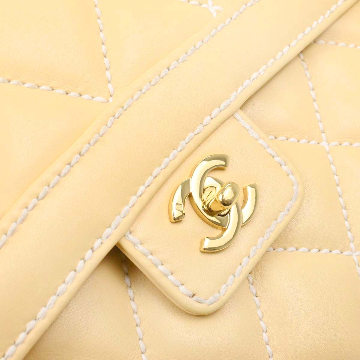 Chanel Beige Calfskin Wild Stitch Handbag