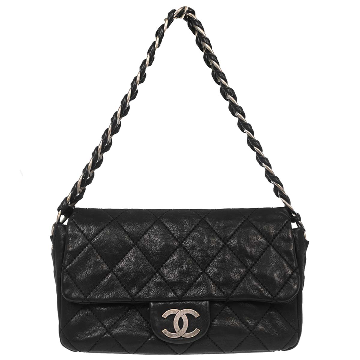 Chanel Black Calfskin Chain Handbag