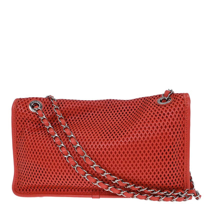 Chanel Red Perforated Calfskin French Riviera Shoulder Bag