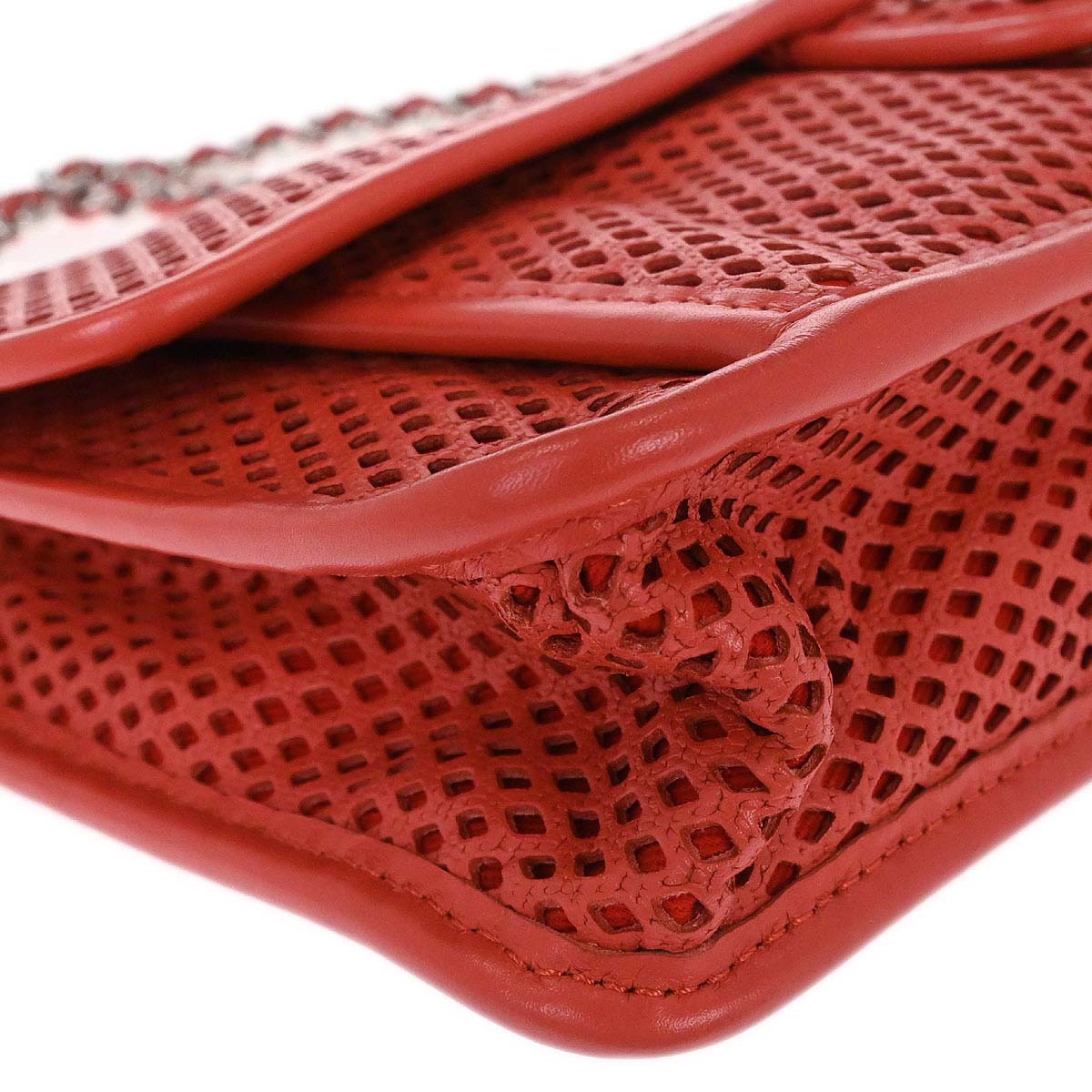 Chanel Red Perforated Calfskin French Riviera Shoulder Bag